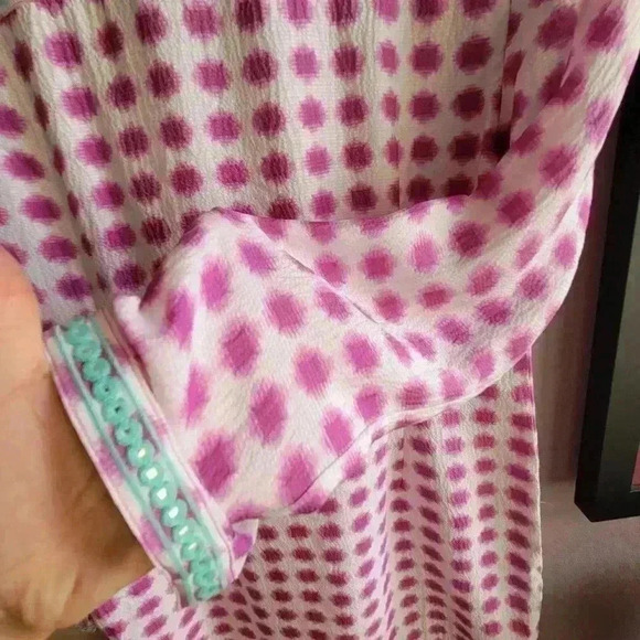 Vineyard Vines Pink Polka Dots Tie Dye Patterned Shift Women's Dress Size 0 Silk - Picture 11 of 11